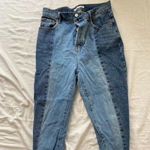 Two Tone Straight Leg Jeans